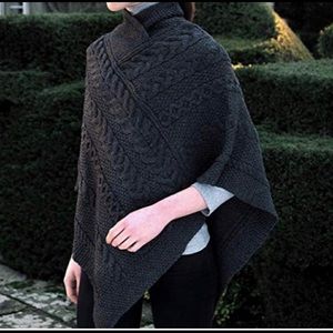 Aran Craft dark grey/charcoal knit poncho